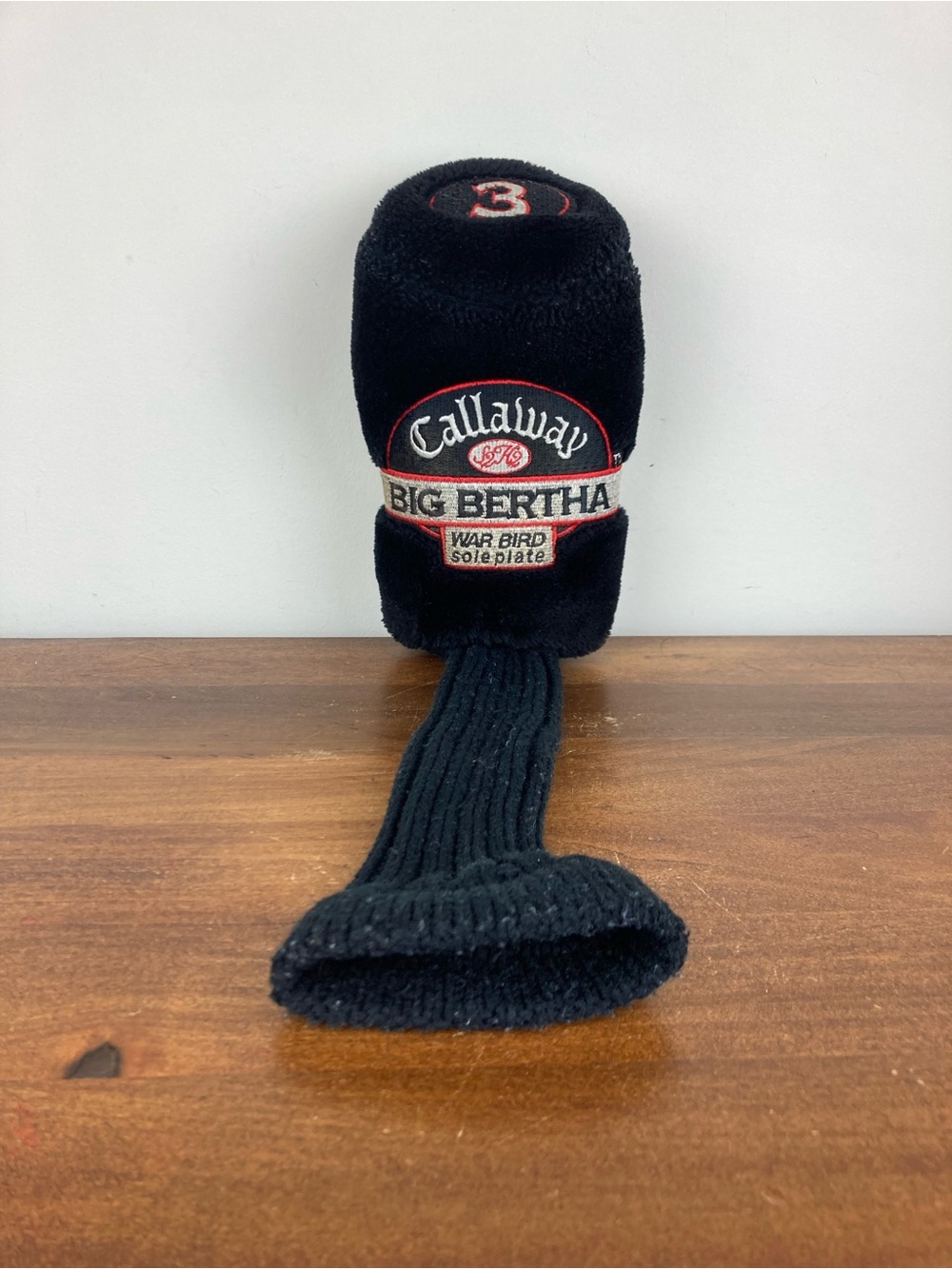 CALLAWAY BIG BERTHA 3 WAR BIRD CLUB HEAD COVER THREE WOOD DRIVER BLACK AND WHITE
